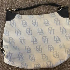Dooney & Burke light blue and black trim leather